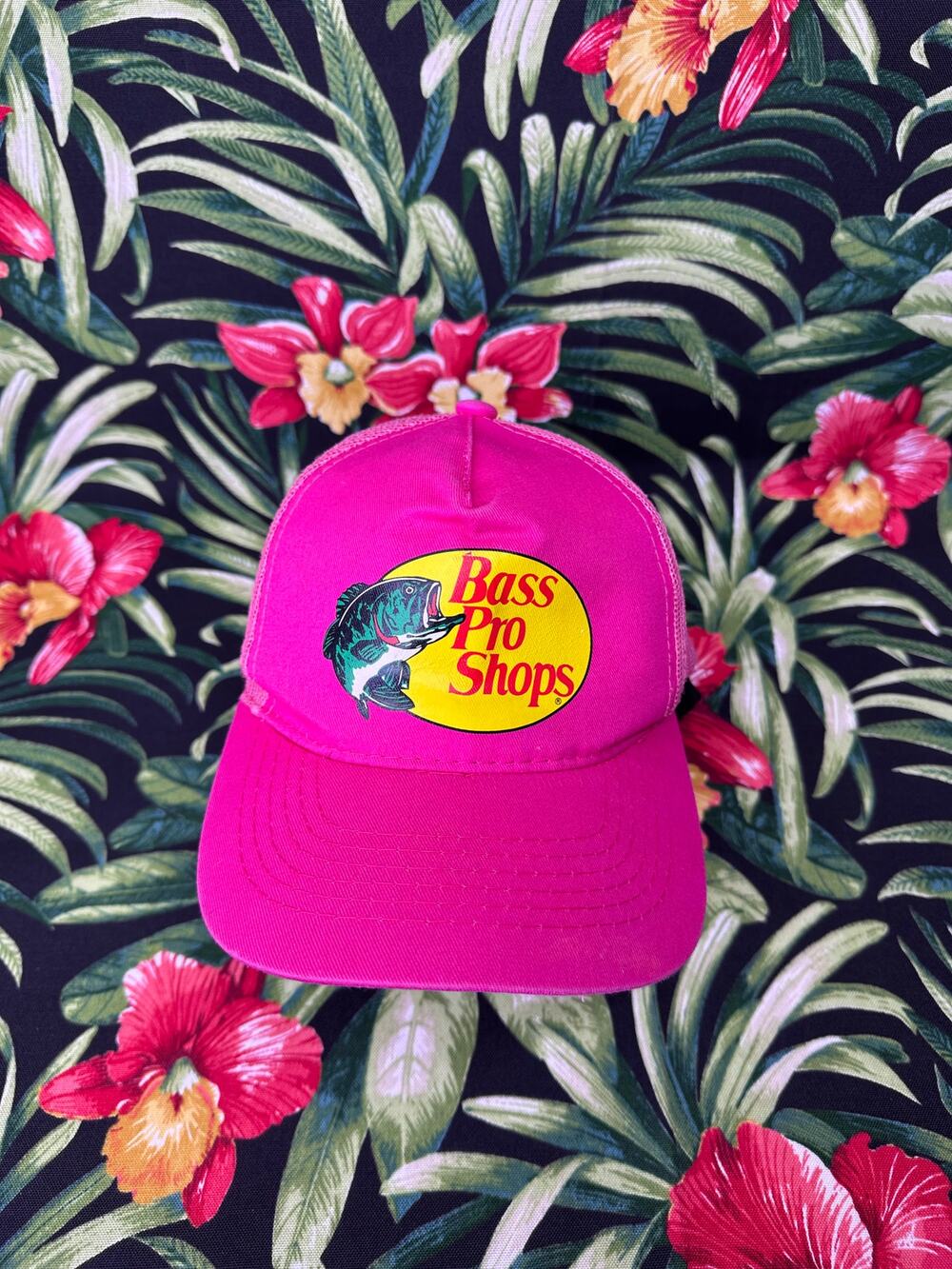 Bass Pro Shops SnapBack Trucker All Pink Hat Printed Logo